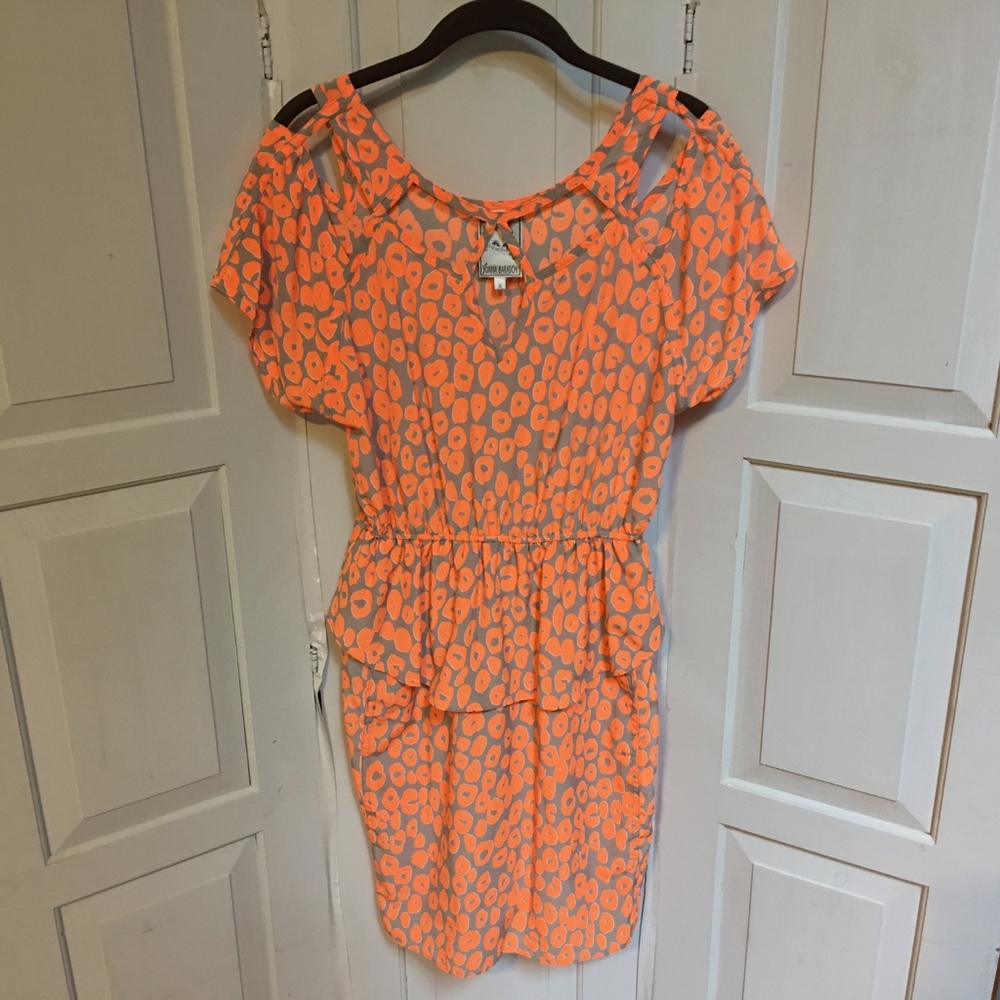 Joana Baraschi Orange Neon Cheeta Print Dress